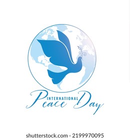 international peace day template with pigeon in silhouette style 