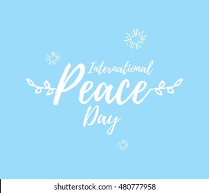 International peace day typography. Greeting card for 21 september. Vector logo design.