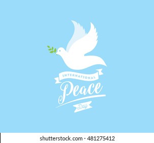 International peace day typography. Greeting card for 21 september. Vector logo design.