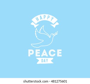 International peace day typography. Greeting card for 21 september. Vector logo design.
