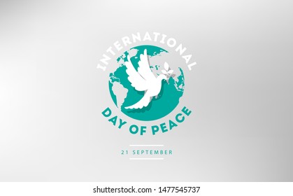 International peace day vector illuatration . Dove with olive branch peace sign 