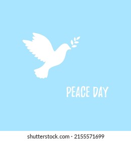International Peace Day, Vector illustration design white dove on blue background isolated.