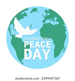 International Peace Day. Vector illustration of a dove with an olive branch.