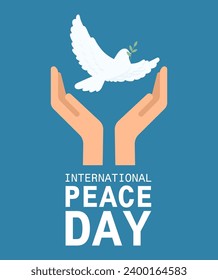 International Peace Day. Vector illustration of a dove with an olive branch.