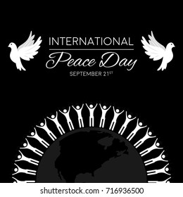 International peace day vector illustration with dove and creative design elements for banners, posters and backgrounds. 