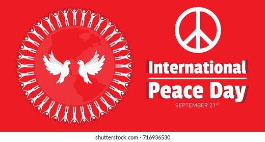 International peace day vector illustration with dove and creative design elements for banners, posters and backgrounds. 