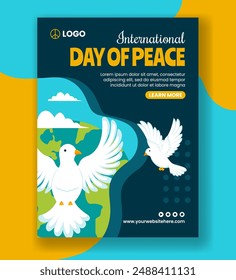 International Peace Day Vertical Poster Flat Cartoon Hand Drawn Templates Background Illustration