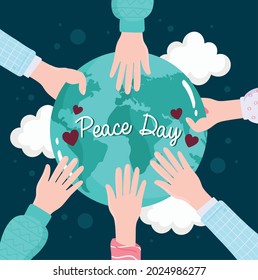 international peace, hands around world