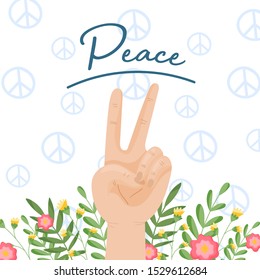 International Peace Sign Hand Gesture Vector Illustration