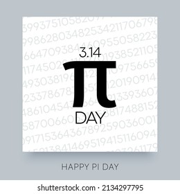 International Pi Day. 14 march, mathematical constant number. Irrational number, greek letter, 3,14 Pi sign. Digital illustration creative template. Happy Pi Day concept.