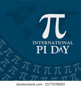 International Pi Day! Mathematical constant π (Pi). Iconic Pi symbol in a creative pattern with typography. Vector Illustration.