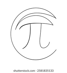 International Pi day mathematical constant greek letter line art Pi icon symbol vector