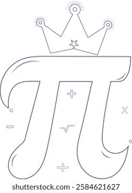 International Pi day, mathematical constant, Greek letter line art Pi icon, symbol vector