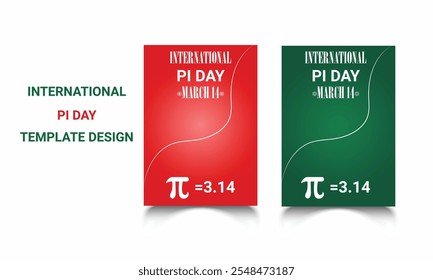 International PI day template design with red and green background,Happy PI day March 14. Flat design vector. Mathematical pi day template design for banner, poster, background.