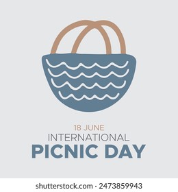 día de picnic internacional. día de picnic con ilustración de cesta, 18 de junio día de picnic. archivo eps.