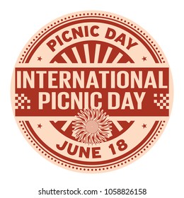 International Picnic Day,  June 18, rubber stamp, vector Illustration