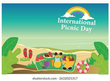 international picnic day poster invitation card design template Vector illustration graphic holiday artwork.