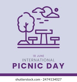 international picnic day OR world picnic day. vector illustration. 18 june picnic day. eps file,