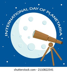 International planetarium day telescope, vector art illustration.