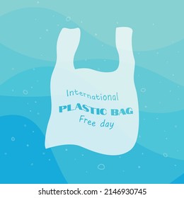 International plastic bag free day. Say no to plastic. Go green. Save nature. Save ocean. World ocean day. Plastic bag inocean. Vector bunner
