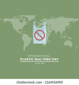 international plastic bag free day flat design vector illustration, worldwide plastic free day to make the earth green