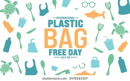 International Plastic Bag Free Day background template. Holiday concept. Use a background, banner, placard, card, and poster design template with text inscription and standard color. vector