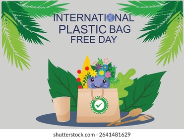 International Plastic Bag Free Day Vector Illustration with Go green and Save Earth graphic design for poster flyer banner etc.
