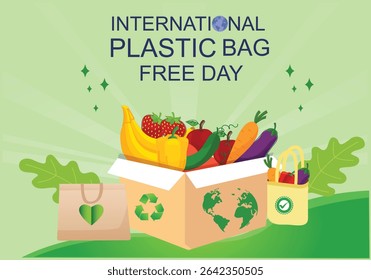 International Plastic bag Free Day celebration vector graphic design illustration. Eco friendly.