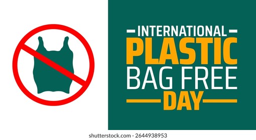 International Plastic Bag Free Day background or banner design. Prohibited Plastic Bag Icon on White and Green Background, Promoting Eco-Friendly Alternatives.