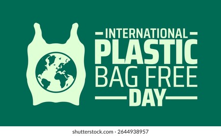 International Plastic Bag Free Day background or banner design. Green Plastic Bag Silhouette with Globe Icon, Promoting Environmental Sustainability and Reducing Plastic Waste.