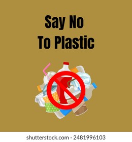 International plastic free day, Say no to plastic, Save nature, Save the ocean. Vector illustration.