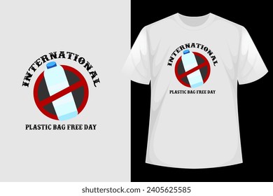 International Plastic Free Day Vector Illustration with, Save Earth and Ocean in Eco Lifestyle t shirt design