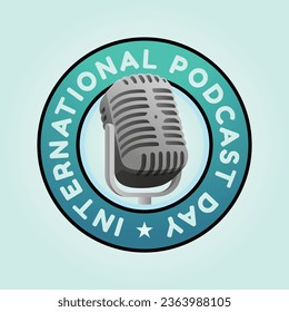 International Podcast Day design template good for celebration usage. padcat mic vector illustration. globe vector illustration. vector eps 10.