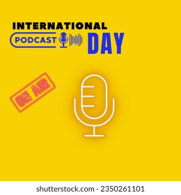 International Podcast Day Design with Yellow Background. Illustration of Podcast icon with Vector background