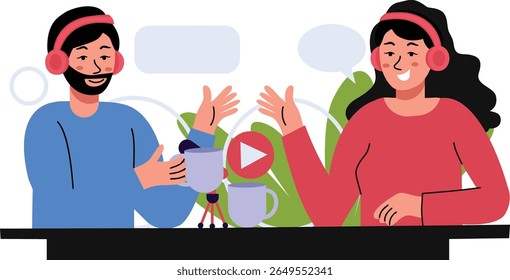 International Podcast Day Illustration. Flat Cartoon Vector Character