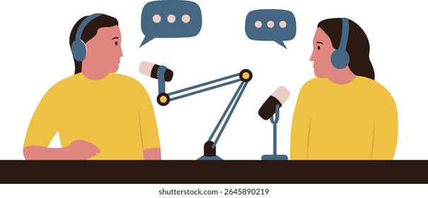 International Podcast Day. Vector Illustration in Cartoon Concept