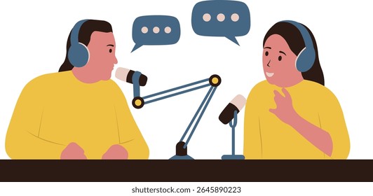 International Podcast Day. Vector Illustration in Cartoon Concept