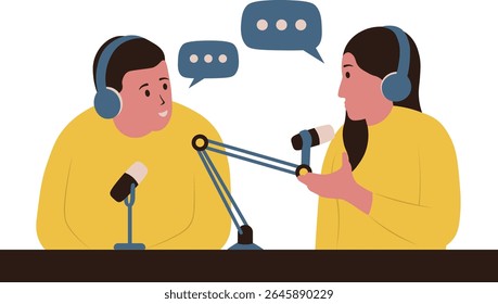 International Podcast Day. Vector Illustration in Cartoon Concept