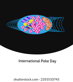 International Poke Day, poster design in retro trend