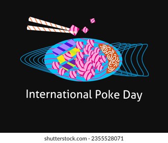 International Poke Day, poster design in retro trend