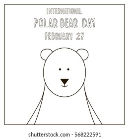 International Polar Bear Day for coloring book for kids.Color page of cute Polar Bear.