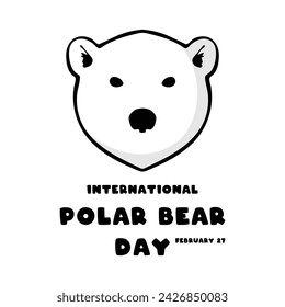 International Polar Bear Day. February 27. Hand drawn line polar bear head icon. Flat design vector. Eps 10.