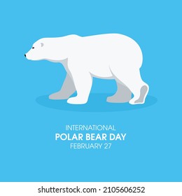International Polar Bear Day vector. Big polar bear icon vector isolated on a blue background. Polar Bear Day Poster, February 27. Important day