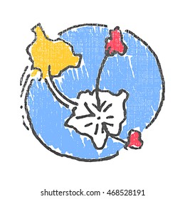 International politics emblem. Textured stamp. Vector illustration
