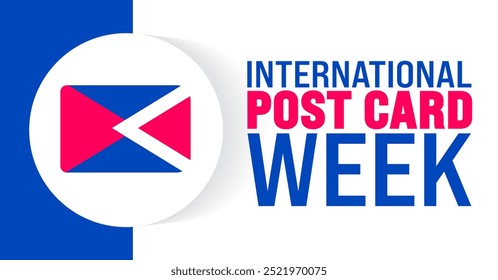 International Post Card Week background or banner design template is observed every year in October. Holiday concept. Template for card, poster, placard, template. eps 10