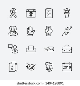 International Presidents Day Set Line Vector Icons. Contains such Icons as Hat, President, Voting, USA, Flag, Elections, Government, Ballot, Box, Check, Politics and more Editable Stroke 32x32 Pixels