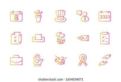 International Presidents Day Set Line Vector Icons. Contains such Icons as Hat, President, Voting, USA, Flag, Elections, Government, Ballot, Box, Check, Politics and more Editable Stroke 32x32 Pixels
