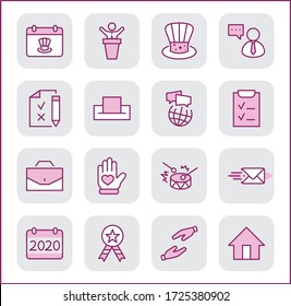 International Presidents Day Set Line Vector Icons. Contains such Icons as Hat, President, Voting, USA, Flag, Elections, Government, Ballot, Box, Check, Politics and more Editable Stroke 32x32 Pixels