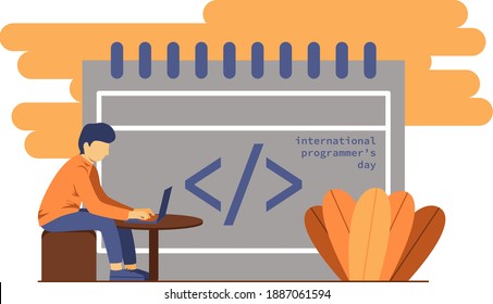 
International Programer's Day Illustration with Flat Style