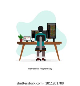 international programmer day illustration flat vector, relevant for program coorporation